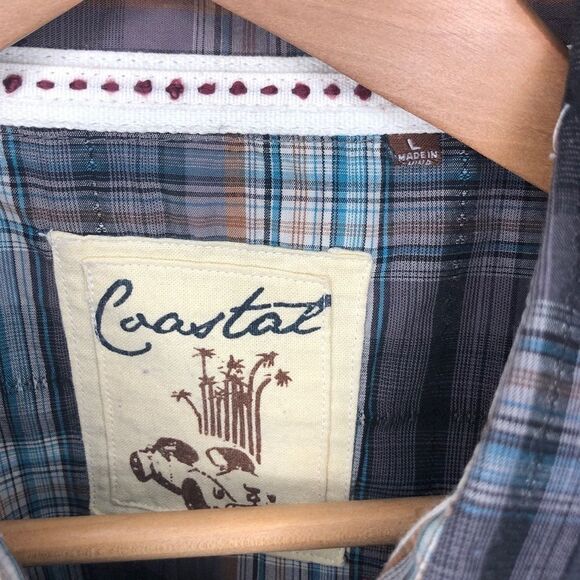 Coastal Brown Plaid Button Down Shirt - Picture 4 of 5
